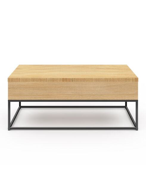 Table basse relevable et extensible Memphis bois/noir - 100x55x40.5/54.5cm