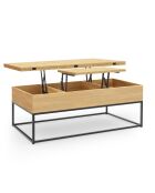 Table basse relevable et extensible Memphis bois/noir - 100x55x40.5/54.5cm