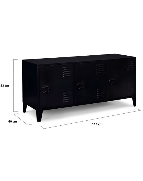 Meuble TV Storen 3 portes en métal noir - 113x40x53 cm