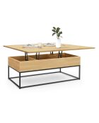 Table basse relevable et extensible Memphis bois/noir - 100x55x40.5/54.5cm