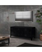 Meuble TV Storen 3 portes en métal noir - 113x40x53 cm