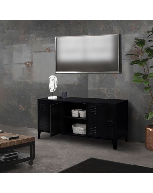 Meuble TV Storen 3 portes en métal noir - 113x40x53 cm