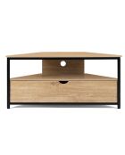 Meuble TV d'angle Memphis avec rangements bois/noir - 100x30x45 cm