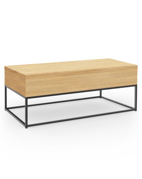 Table basse relevable et extensible Memphis bois/noir - 100x55x40.5/54.5cm