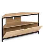 Meuble TV d'angle Memphis avec rangements bois/noir - 100x30x45 cm