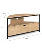 Meuble TV d'angle Memphis avec rangements bois/noir - 100x30x45 cm