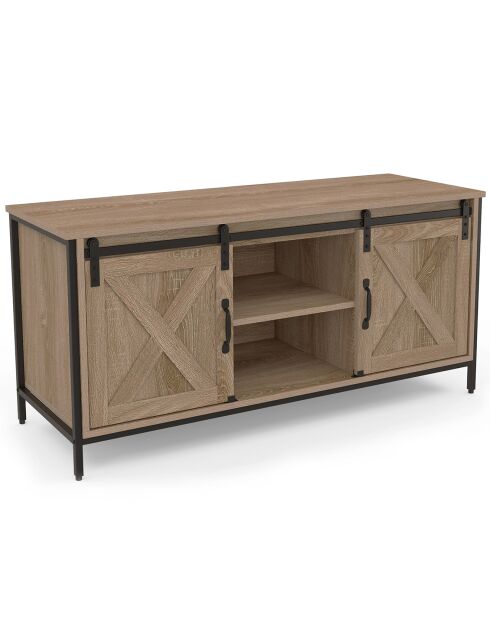 Meuble TV Cheyenne 2 portes bois/noir - 113x40x50 cm