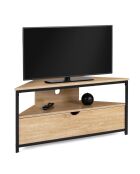 Meuble TV d'angle Memphis avec rangements bois/noir - 100x30x45 cm