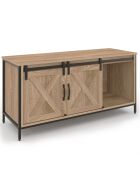 Meuble TV Cheyenne 2 portes bois/noir - 113x40x50 cm
