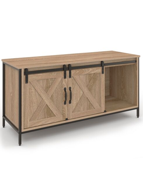 Meuble TV Cheyenne 2 portes bois/noir - 113x40x50 cm