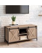 Meuble TV Cheyenne 2 portes bois/noir - 113x40x50 cm