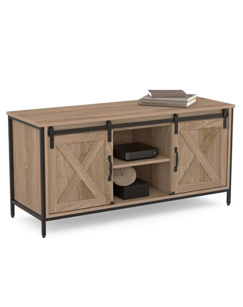Meuble TV Cheyenne 2 portes bois/noir - 113x40x50 cm