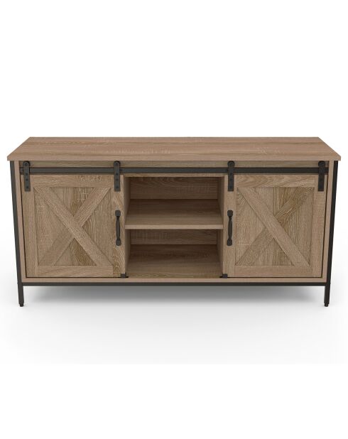 Meuble TV Cheyenne 2 portes bois/noir - 113x40x50 cm