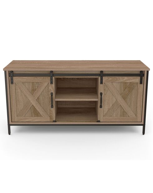 Meuble TV Cheyenne 2 portes bois/noir - 113x40x50 cm