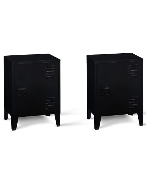 2 Tables de chevet Storen en métal noires  - 40x30x53 cm