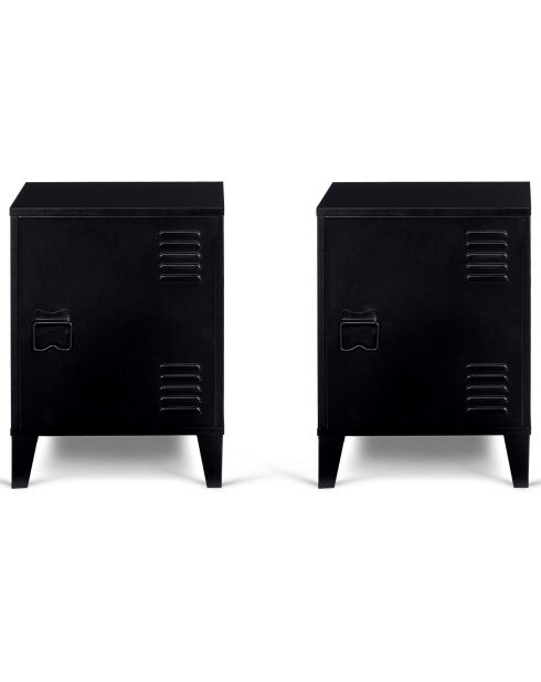 2 Tables de chevet Storen en métal noires  - 40x30x53 cm