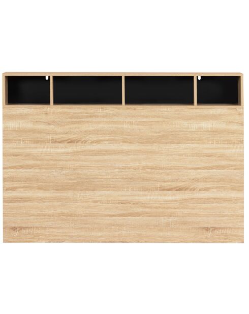 Tête de lit avec rangements bois/noir - 145x20x120 cm