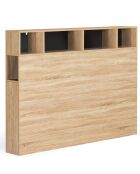 Tête de lit avec rangements bois/noir - 145x20x120 cm