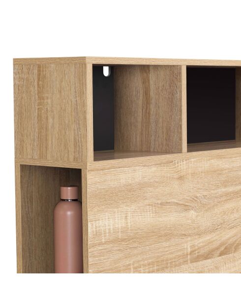 Tête de lit avec rangements bois/noir - 145x20x120 cm