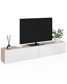 Meuble TV suspendu Michigan bois/blanc - 180x30x30 cm