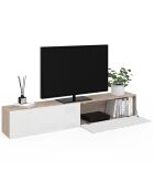 Meuble TV suspendu Michigan bois/blanc - 180x30x30 cm