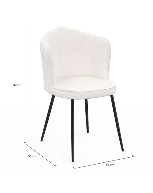 2 Chaises Arielle en bouclette blanches  - 55x51x82 cm