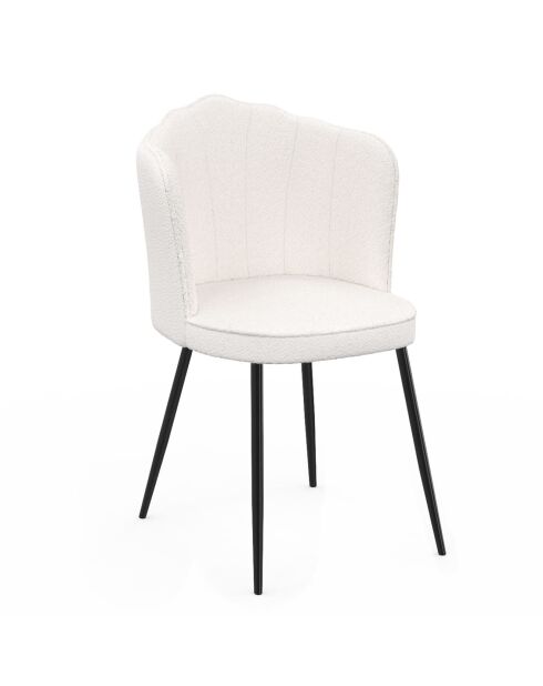 2 Chaises Arielle en bouclette blanches  - 55x51x82 cm