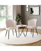 2 Chaises Arielle en bouclette blanches  - 55x51x82 cm