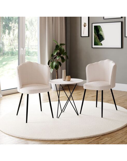 2 Chaises Arielle en bouclette blanches  - 55x51x82 cm