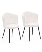 2 Chaises Arielle en bouclette blanches  - 55x51x82 cm