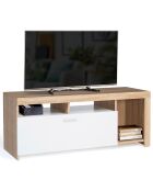 Meuble TV Maryse blanc/bois - 110x40x45 cm