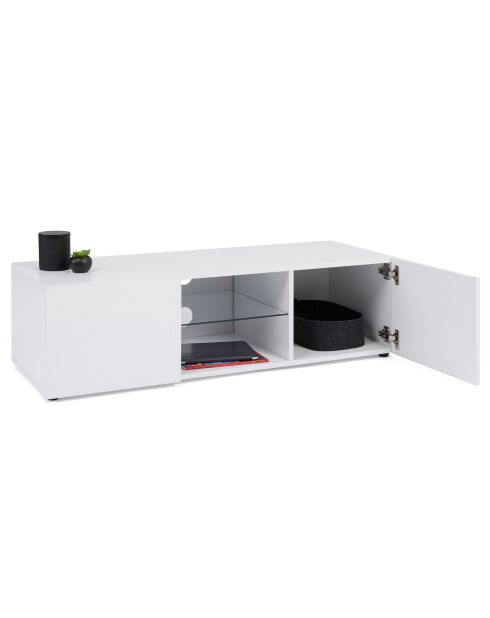 Meuble TV Klea 2 portes avec LED blanc  - 113x40x31.5 cm