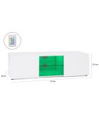 Meuble TV Klea 2 portes avec LED blanc  - 113x40x31.5 cm