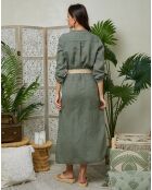Robe 100% Lin Agathe kaki