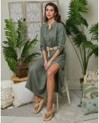 Robe 100% Lin Agathe kaki