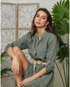 Robe 100% Lin Agathe kaki