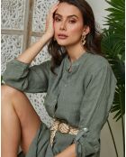 Robe 100% Lin Agathe kaki