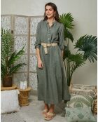 Robe 100% Lin Agathe kaki