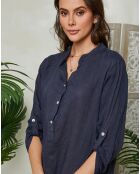 Robe 100% Lin Agathe marine