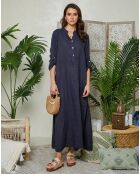 Robe 100% Lin Agathe marine