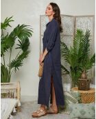 Robe 100% Lin Agathe marine