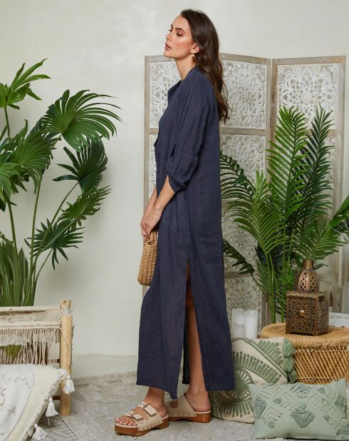 Agathe Marine jurk van 100% linnen