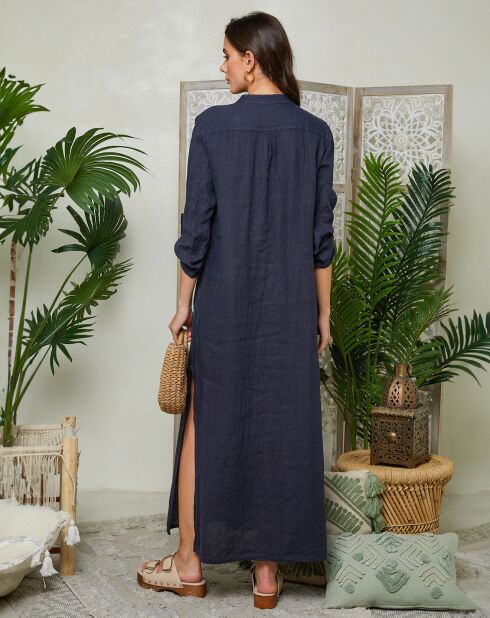 Agathe Marine jurk van 100% linnen