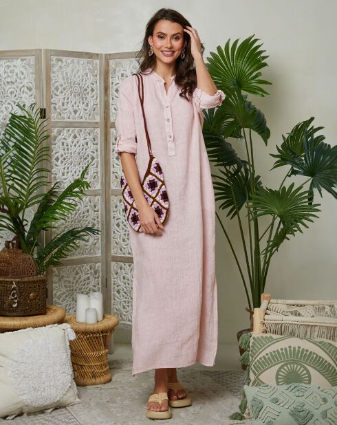 Roze jurk van 100% linnen agathe