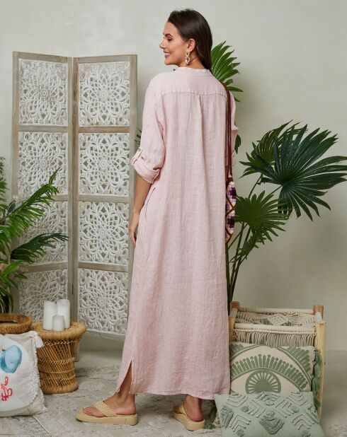 Roze jurk van 100% linnen agathe