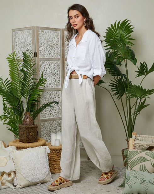Pantalones Lola beige 100% lino