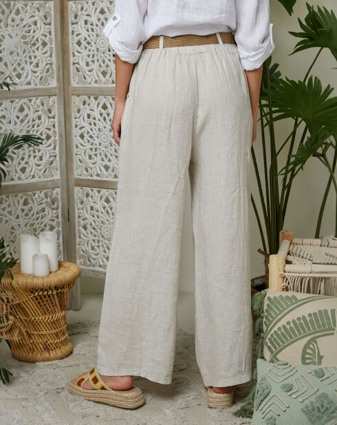 Pantalones Lola beige 100% lino