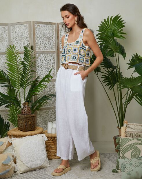 Lola witte broek van 100% linnen