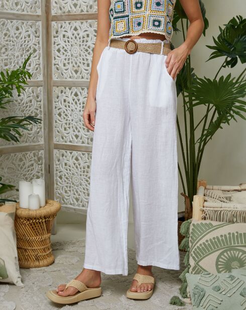 Lola witte broek van 100% linnen