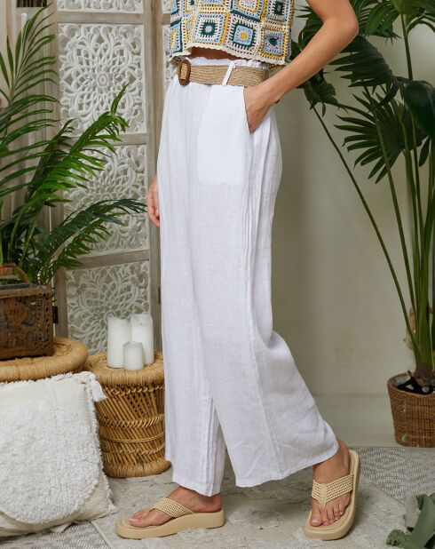 Lola witte broek van 100% linnen